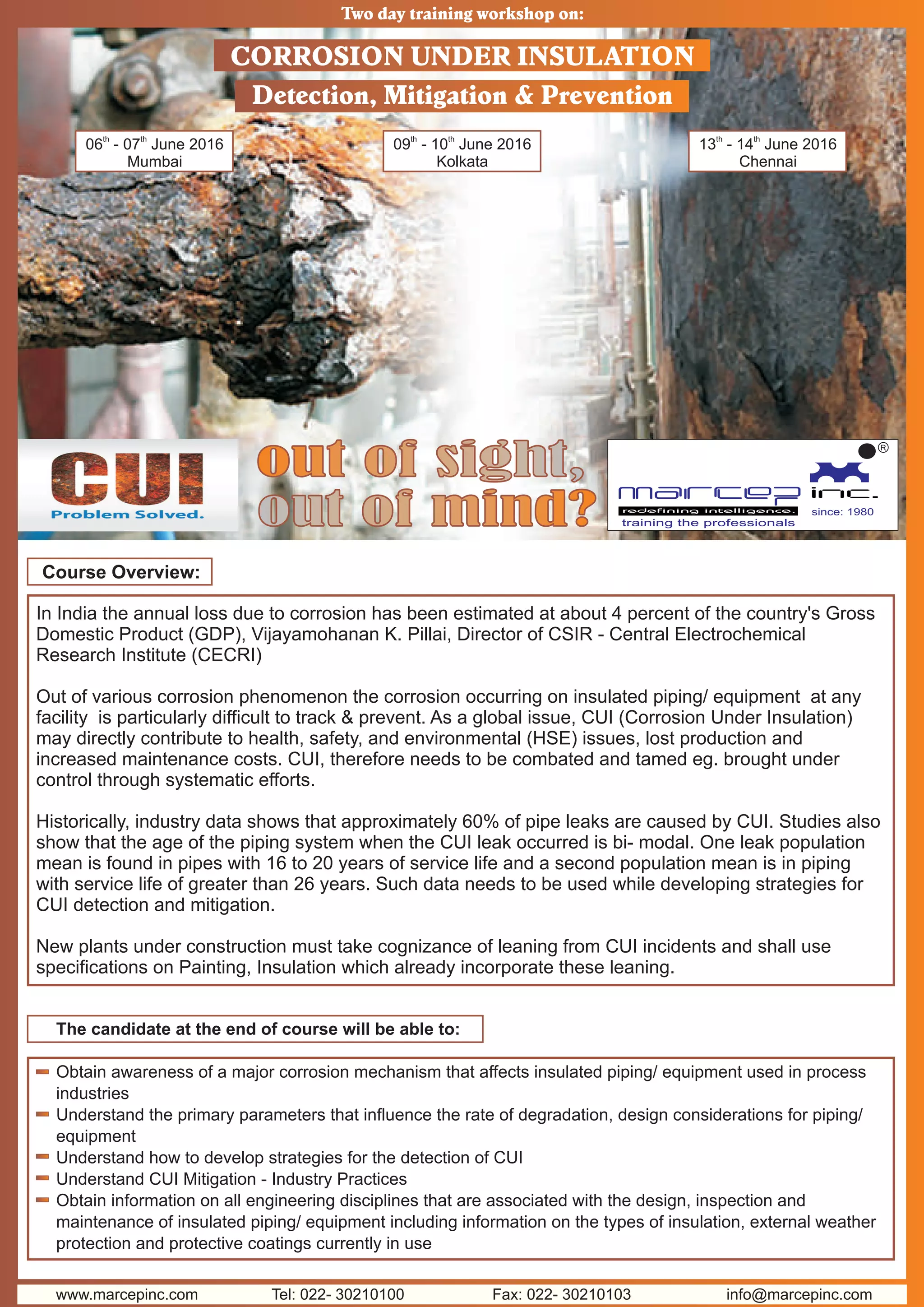 Corrosion under insulation detection, mitigation & prevention training ...