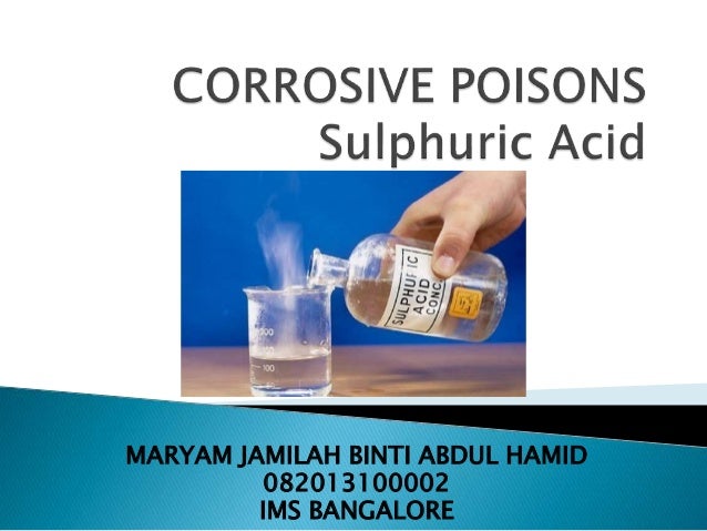 Corrosive Poisons Sulphuric Acid