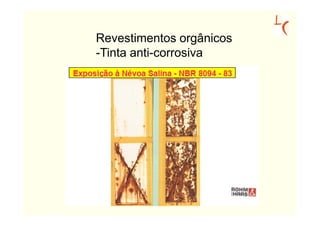 Revestimentos orgânicos
-Tinta anti-corrosiva
 