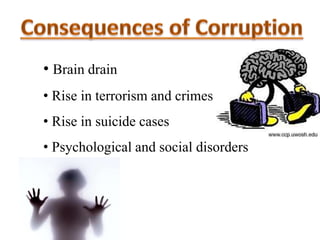 • Brain drain
• Rise in terrorism and crimes
• Rise in suicide cases
• Psychological and social disorders
 