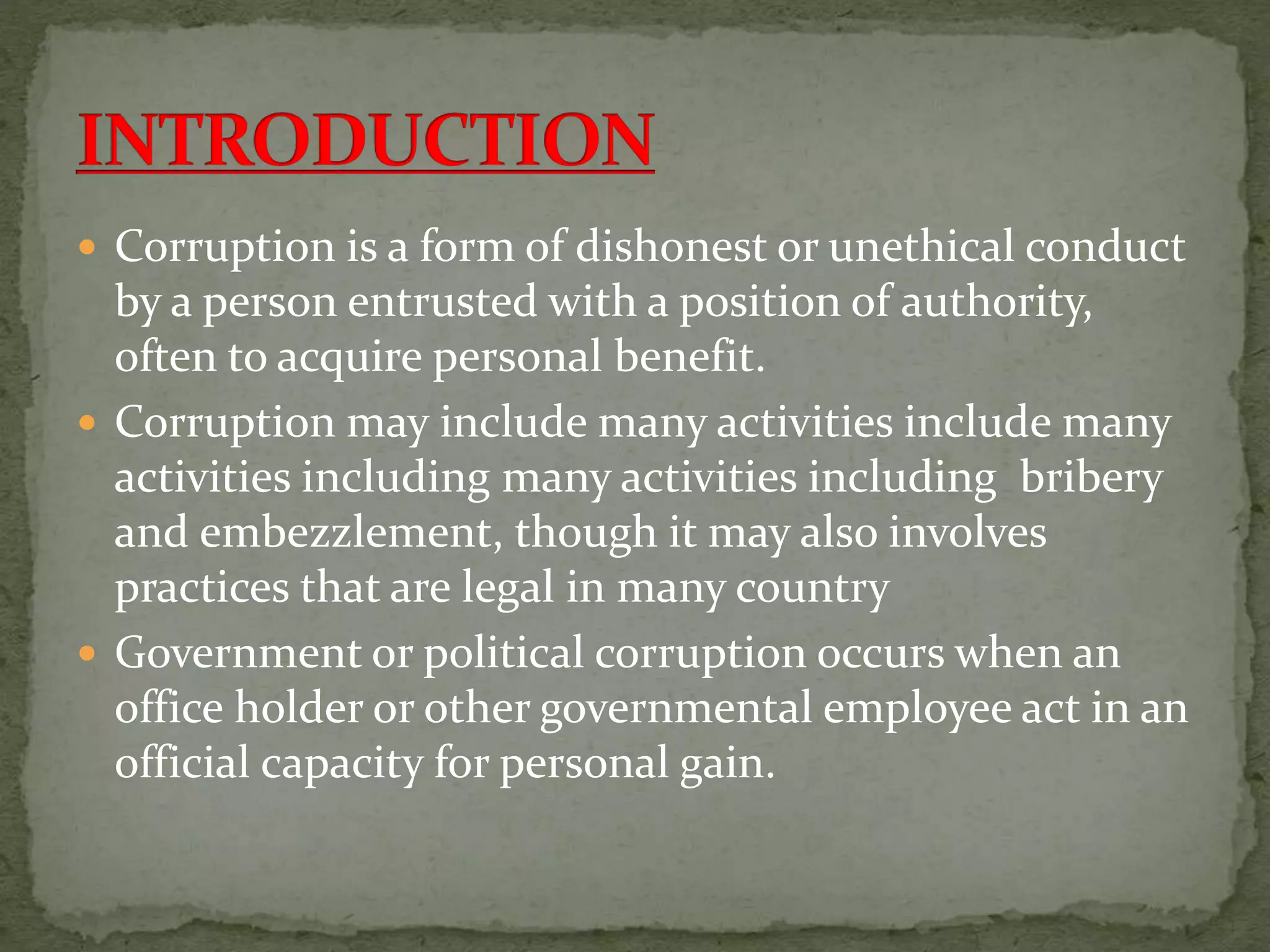 Corruption in public sphere and its impact ppt | PPTX