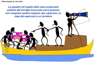 Reformatação by: Ana Arkia La squadra nel rispetto delle varie componenti politiche del Consiglio Comunale venne pertanto cosi’ composta: quattro capitani, due supervisori, un capo dei supervisori e un rematore 