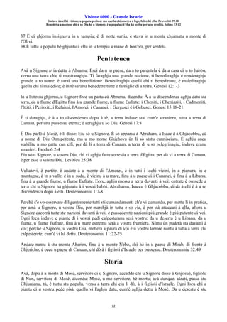 Visione 6000 - Grande Israele
Induve ùn ci hè visione, u populu perisce: ma quellu chì osserva a lege, felice hè ellu. Pruverbii 29:18
Benedetta a nazione chì u so Diu hè u Signore, è u populu ch'ellu hà sceltu per a so eredità. Salmu 33:12
12
37 È di ghjornu insignava in u tempiu; è di notte surtia, è stava in u monte chjamatu u monte di
l'Olivi.
38 È tuttu u populu hè ghjuntu à ellu in u tempiu a mane di bon'ora, per sentelu.
Pentateucu
Avà u Signore avia dettu à Abramu: Esci da u to paese, da a to parentela è da a casa di u to babbu,
versu una terra ch'e ti mustraraghju. Ti faraghju una grande nazione, ti benediraghju è renderaghju
grande u to nome, è sarai una benedizione. Benediraghju quelli chì ti benediranu, è malediraghju
quellu chì ti maledice; è in tè saranu benedette tutte e famiglie di a terra. Genesi 12:1-3
In u listessu ghjornu, u Signore fece un pattu cù Abramu, dicendu: À a to discendenza aghju datu sta
terra, da u fiume d'Egittu finu à u grande fiume, u fiume Eufrate: i Cheniti, i Chenizziti, i Cadmoniti,
l'Ittiti, i Perizziti, i Refaimi, l'Amorei, i Cananei, i Gergasei è i Gebusei. Genesi 15:18-21
È ti daraghju, è à a to discendenza dopu à tè, a terra induve stai cum'è stranieru, tutta a terra di
Canaan, per una pussessu eterna; è seraghju u so Diu. Genesi 17:8
È Diu parlò à Mosè, è li disse: Eiu sò u Signore. È sò apparsu à Abraham, à Isaac è à Ghjacobbu, cù
u nome di Diu Onnipotente, ma u mo nome Ghjehova ùn li sò statu cunnisciutu. È aghju ancu
stabilitu u mo pattu cun elli, per dà li a terra di Canaan, a terra di u so pelegrinagiu, induve eranu
stranieri. Esodu 6:2-4
Eiu sò u Signore, u vostru Diu, chì vi aghju fattu sorte da a terra d'Egittu, per dà vi a terra di Canaan,
è per esse u vostru Diu. Leviticu 25:38
Vultatevi, è partite, è andate à u monte di l'Amorei, è in tutti i lochi vicini, in a pianura, in e
muntagne, è in a valle, è in u sudu, è vicinu à u mare, finu à u paese di i Cananei, è finu à u Libanu,
finu à u grande fiume, u fiume Eufrate. Eccu, aghju messu a terra davanti à voi: entrate è pussede a
terra chì u Signore hà ghjuratu à i vostri babbi, Abrahamu, Isaccu è Ghjacobbu, di dà à elli è à a so
discendenza dopu à elli. Deuteronomiu 1:7-8
Perchè s'è vo osservate diligentemente tutti sti cumandamenti ch'e vi cumandu, per mette li in pratica,
per amà u Signore, u vostru Diu, per marchjà in tutte e so vie, è per stà attaccati à ellu, allora u
Signore caccerà tutte ste nazioni davanti à voi, è pussederete nazioni più grande è più putente di voi.
Ogni locu induve e piante di i vostri pedi calpesteranu serà vostru: da u desertu è u Libanu, da u
fiume, u fiume Eufrate, finu à u mare estremu serà a vostra fruntiera. Nimu ùn puderà stà davanti à
voi; perchè u Signore, u vostru Diu, metterà a paura di voi è u vostru terrore nantu à tutta a terra chì
calpesterete, cum'è vi hà dettu. Deuteronomiu 11:22-25
Andate nantu à stu monte Abarim, finu à u monte Nebo, chì hè in u paese di Moab, di fronte à
Ghjericho; è eccu u paese di Canaan, chì dò à i figlioli d'Israele per pussessu. Deuteronomiu 32:49
Storia
Avà, dopu à a morte di Mosè, servitore di u Signore, accadde chì u Signore disse à Ghjosuè, figliolu
di Nun, servitore di Mosè, dicendu: Mosè, u mo servitore, hè mortu; avà dunque, alzati, passa stu
Ghjurdanu, tù, è tuttu stu populu, versu a terra chì eiu li dò, à i figlioli d'Israele. Ogni locu chì a
pianta di u vostru pede pisà, quellu vi l'aghju datu, cum'è aghju dettu à Mosè. Da u desertu è stu
 