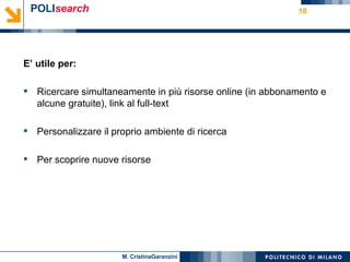 Le risorse elettroniche per la ricerca-Garanzini