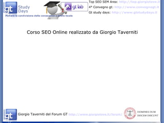 Corso SEO Online realizzato da Giorgio Taverniti 