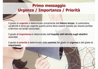 Priorità 1: il tempo