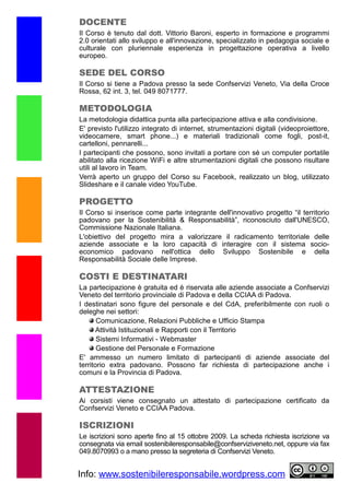 Corso di Formazione Impresa 2.0 Territorio  Confservizi Veneto Unesco Cciaa Padova 2009 03.G1.2
