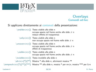 Corso LaTeX - Lezione Quattro: Beamer - Presentazioni in LaTeX | PDF