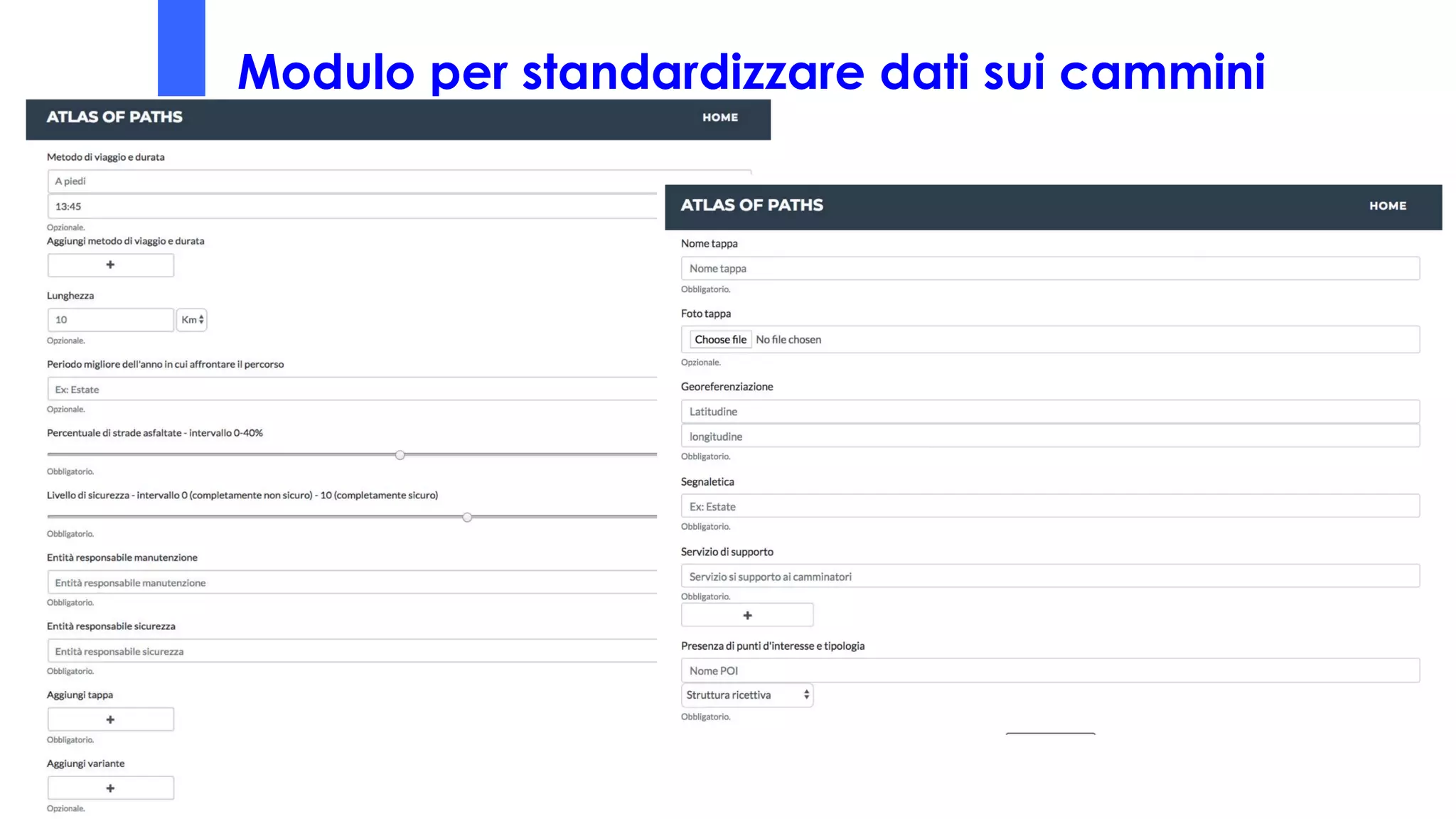 Modulo per standardizzare dati sui cammini
 