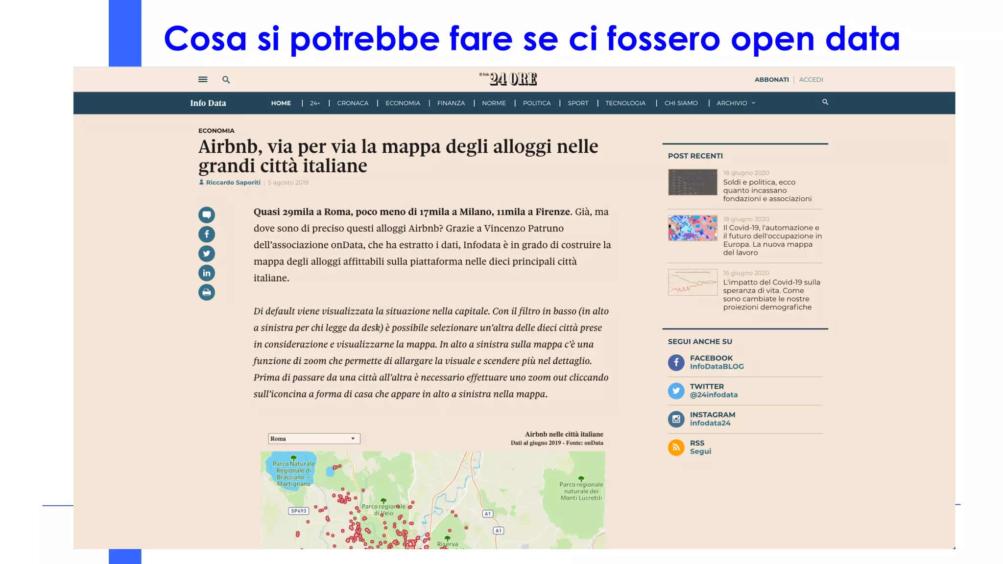 Cosa si potrebbe fare se ci fossero open data
 