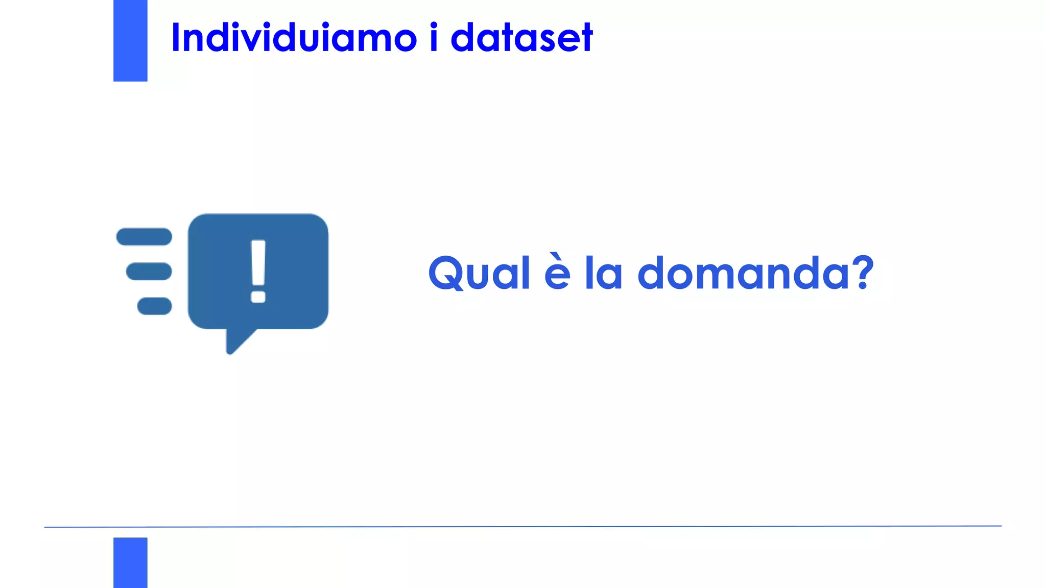 Individuiamo i dataset
Qual è la domanda?
 