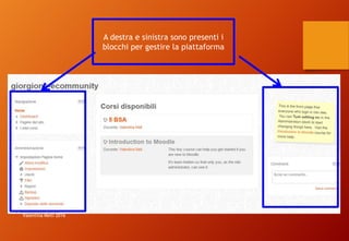 A destra e sinistra sono presenti i
blocchi per gestire la piattaforma
Valentina Melli 2016
 