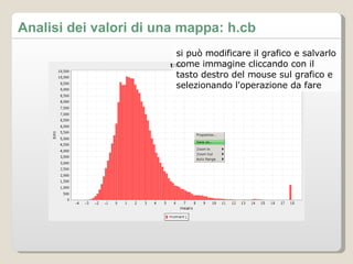 Analisi dei valori di una mappa: h.cb si può modificare il grafico e salvarlo come immagine cliccando con il tasto destro del mouse sul grafico e selezionando l'operazione da fare 