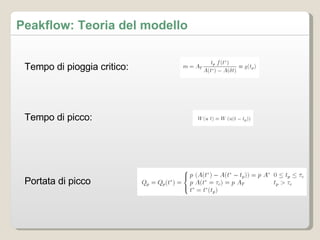 Peakflow: Teoria del modello Tempo di pioggia critico: Tempo di picco: Portata di picco 