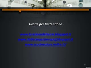 Grazie per l’attenzione
www.loredanadellisola.blogspot.it
www.dellisolagestionepof.blogspot.it
www.scuolavalore.indire.it/
30
 