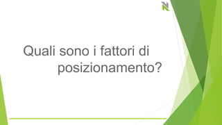 Quali sono i fattori di
posizionamento?
 