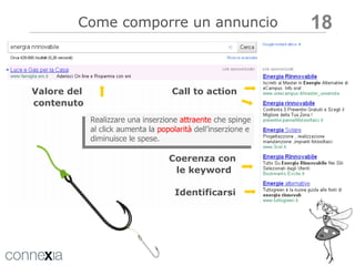 SEO CONTENT EDITING Come comporre un annuncio Call to action Coerenza con  le keyword Identificarsi Valore del  contenuto 