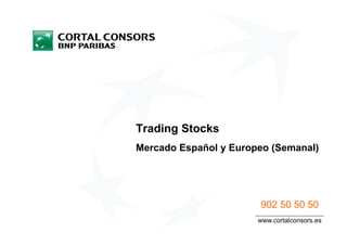 Trading Stocks
Mercado Español y Europeo (Semanal)




                       902 50 50 50
                       www.cortalconsors.es
 