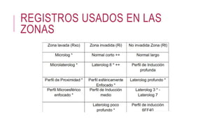 REGISTROS USADOS EN LAS
ZONAS
 