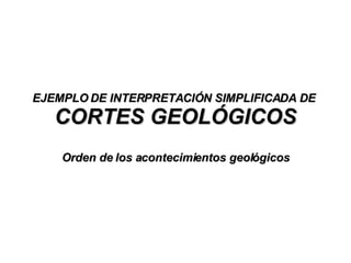 EJEMPLO DE INTERPRETACIÓN SIMPLIFICADA DE  CORTES GEOLÓGICOS Orden de los acontecimientos geológicos 