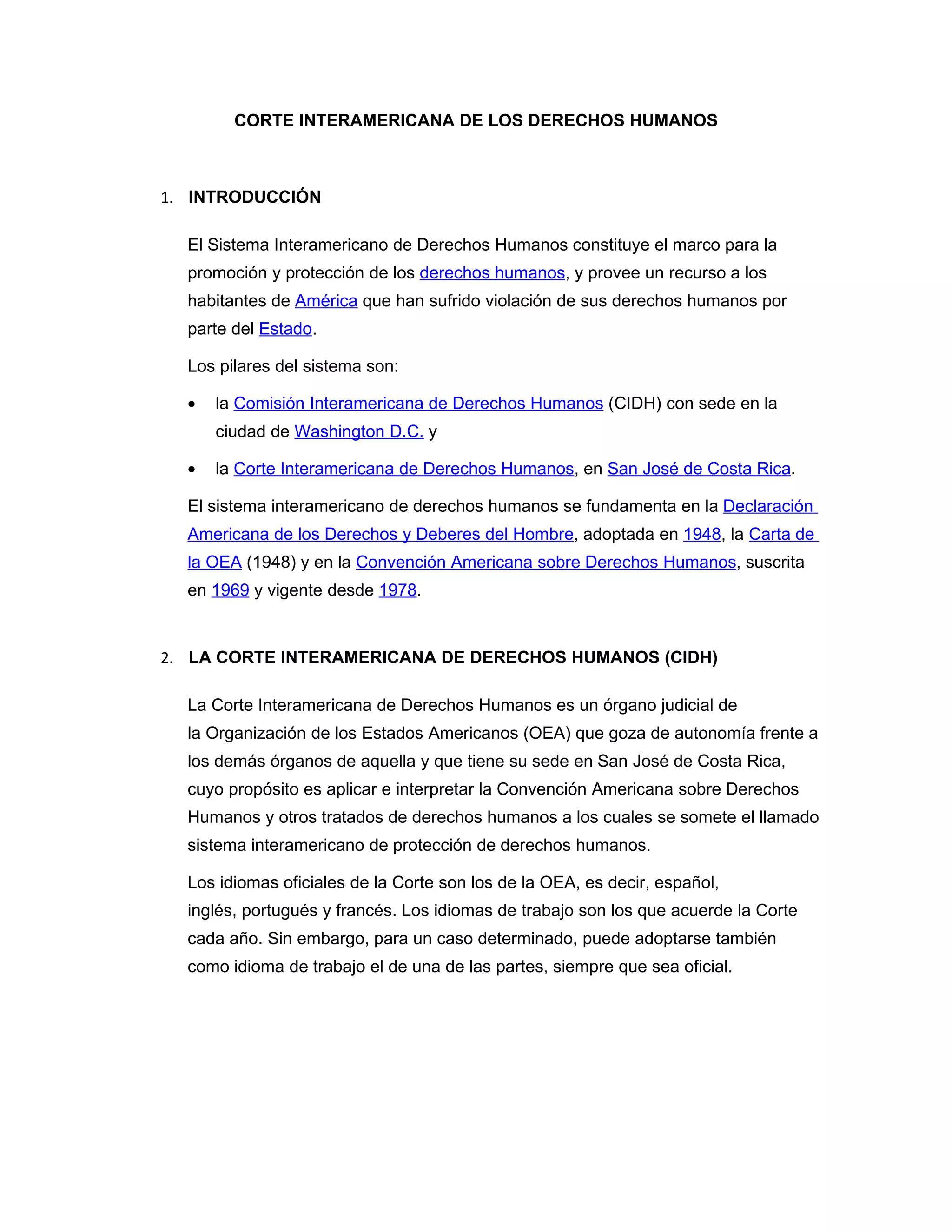 Corte interamericana de los derechos humanos | DOC
