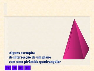 Alguns exemplosAlguns exemplos
de intersecção de um planode intersecção de um plano
com uma pirâmide quadrangularcom uma pirâmide quadrangular
 