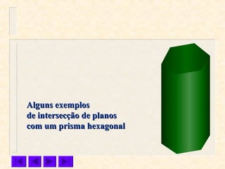 Alguns exemplosAlguns exemplos
de intersecção de planosde intersecção de planos
com um prisma hexagonalcom um prisma hexagonal
 