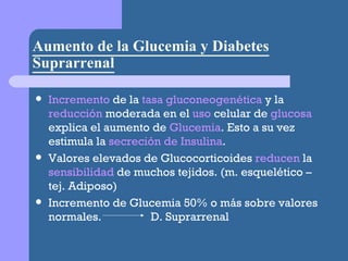 Aumento de la Glucemia y Diabetes Suprarrenal <ul><li>Incremento  de la  tasa gluconeogenética  y la  reducción  moderada ...