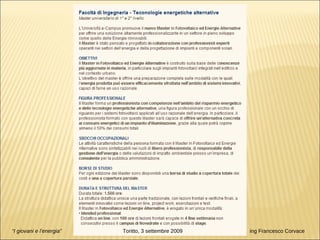 “ I giovani e l’energia”   Toritto, 3 settembre 2009  ing Francesco Corvace 