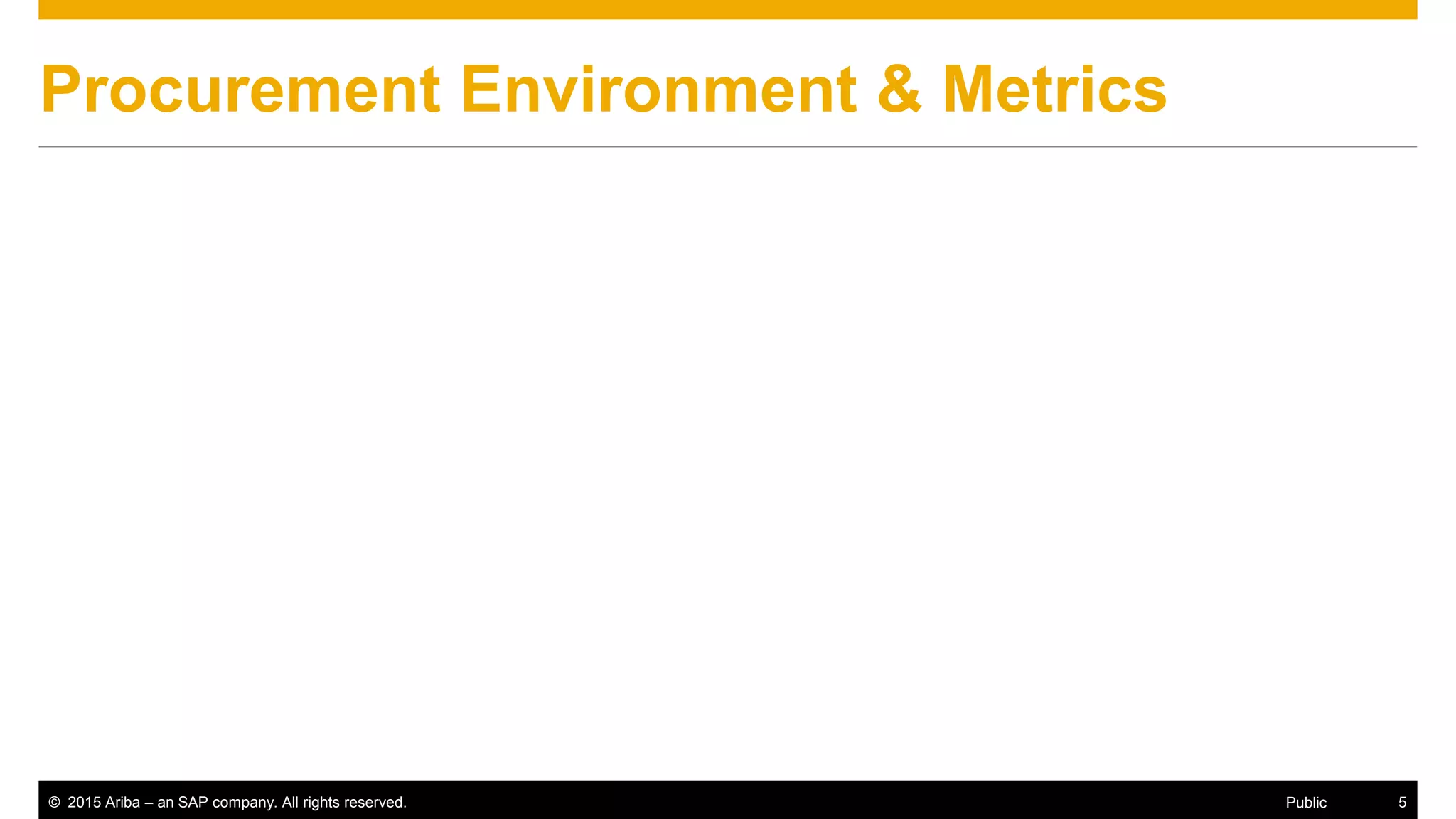 © 2015 Ariba – an SAP company. All rights reserved. 5Public
Procurement Environment & Metrics
 