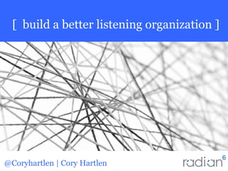 @Coryhartlen | Cory Hartlen
[ build a better listening organization ]
 