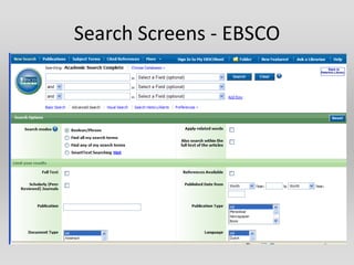 Search Screens - EBSCO
 