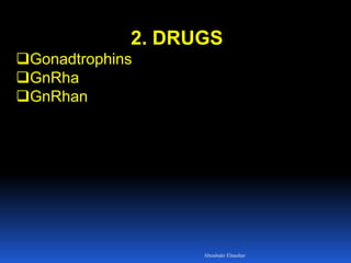 2. DRUGS
Gonadtrophins
GnRha
GnRhan
Aboubakr Elnashar
 