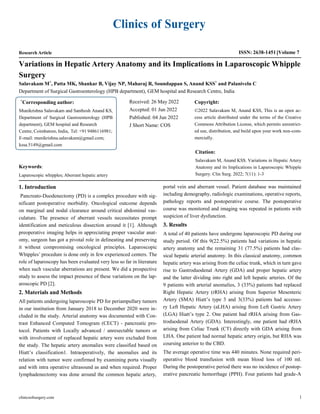 Variations in Hepatic Artery Anatomy and its Implications in ...