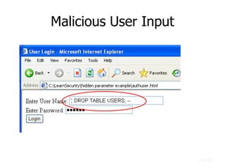 Malicious User Input
slide 55
 