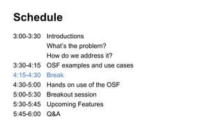 Open Science Framework (OSF): Presentation and Training | PDF