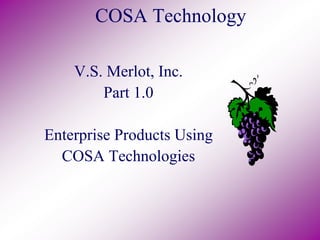 COSA Technology

    V.S. Merlot, Inc.
        Part 1.0

Enterprise Products Using
  COSA Technologies
 