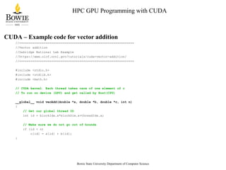 Kato Mivule: An Overview of CUDA for High Performance Computing | PPT