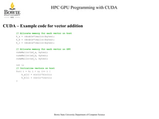 Kato Mivule: An Overview of CUDA for High Performance Computing | PPT
