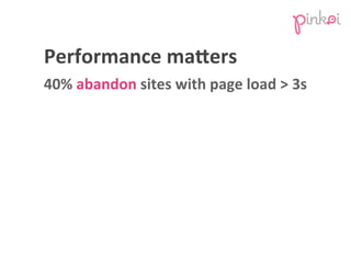 40%	
  abandon	
  sites	
  with	
  page	
  load	
  >	
  3s
Performance	
  mahers
 