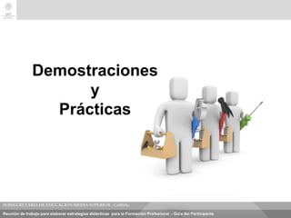Reunión de trabajo para elaborar estrategias didácticas para la Formación Profesional - Guía del Participante
Demostraciones
y
Prácticas
 