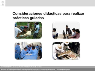 Reunión de trabajo para elaborar estrategias didácticas para la Formación Profesional - Guía del Participante
Consideraciones didácticas para realizar
prácticas guiadas
 