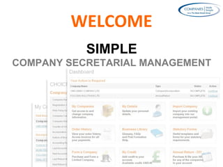 WELCOME SIMPLE COMPANY SECRETARIAL MANAGEMENT 