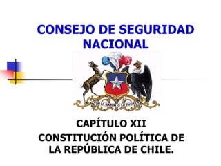CONSEJO DE SEGURIDAD
      NACIONAL




       CAPÍTULO XII
CONSTITUCIÓN POLÍTICA DE
  LA REPÚBLICA DE CHILE.
 