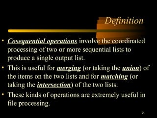 Cosequential processing and the sorting of large files | PPT