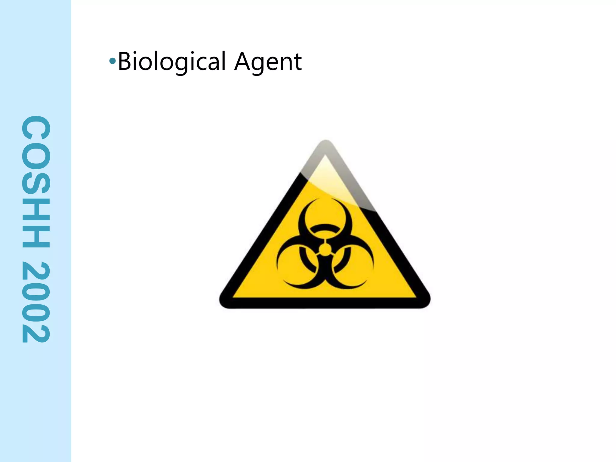 COSHH
2002
•Biological Agent
 
