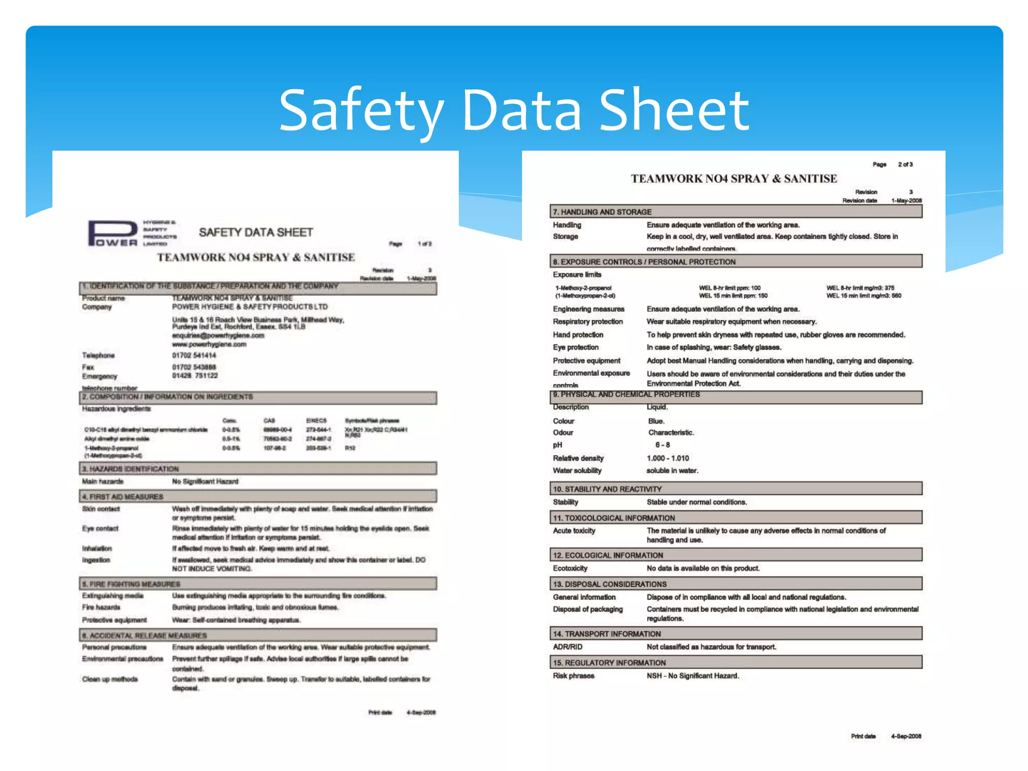Safety Data Sheet
 