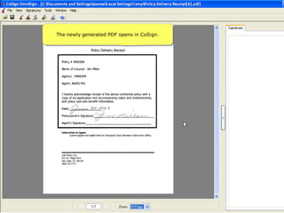 The newly generated PDF opens in CoSign.
 