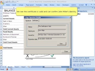 Digital Signatures for Microsoft Office Excel 2007 | PPT