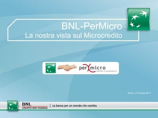BNL-PerMicro La nostra vista sul Microcredito Roma,  21 Giugno 2011 